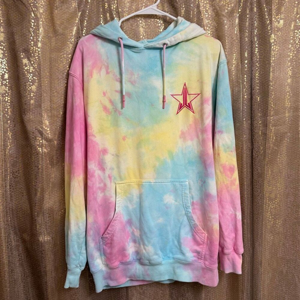 Jeffree Star Tie Dye Snowcone Pullover Hoodie Pink Blue Yellow Medium